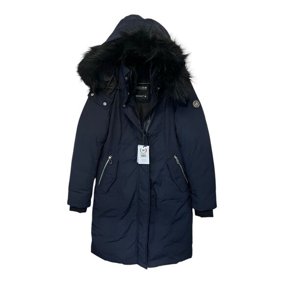 NWT NOIZE | Navy Kristel Mid Length Winter Parka Coat XS - Picture 1 of 7